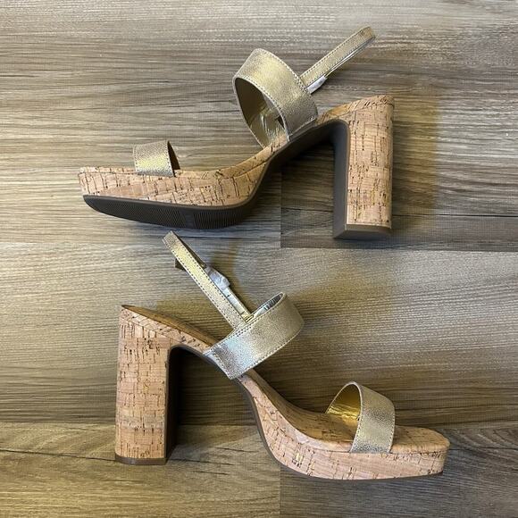 Anne Klein Women's Zaya Block Heel Sandals 4.5" Platinum Ankle Strap Size 10 NWB - Picture 12 of 15